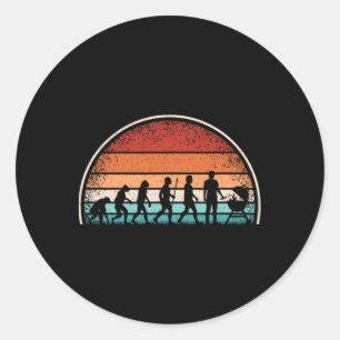 Evolution Grilling Funny Bbq Retro Grill Rbecue 1  Classic Round Sticker