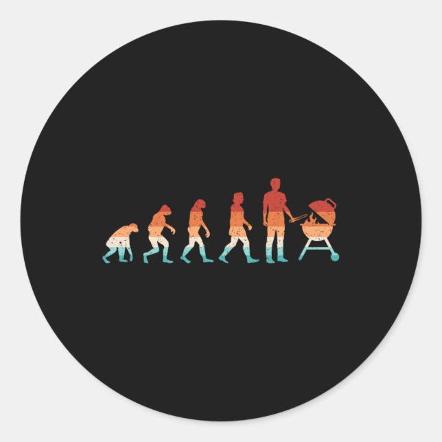 Evolution Grilling Funny Bbq Retro Grill Rbecue  Classic Round Sticker (Front)
