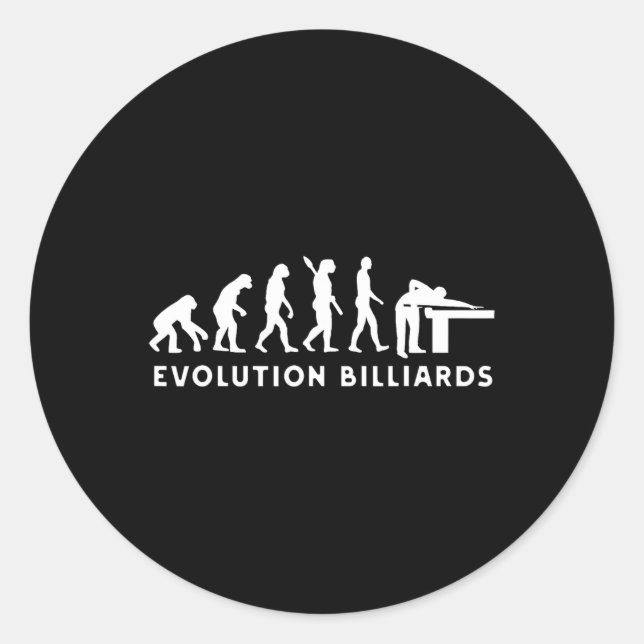 Evolution Human Billiards Gentleman Playing Billia Classic Round Sticker (Front)