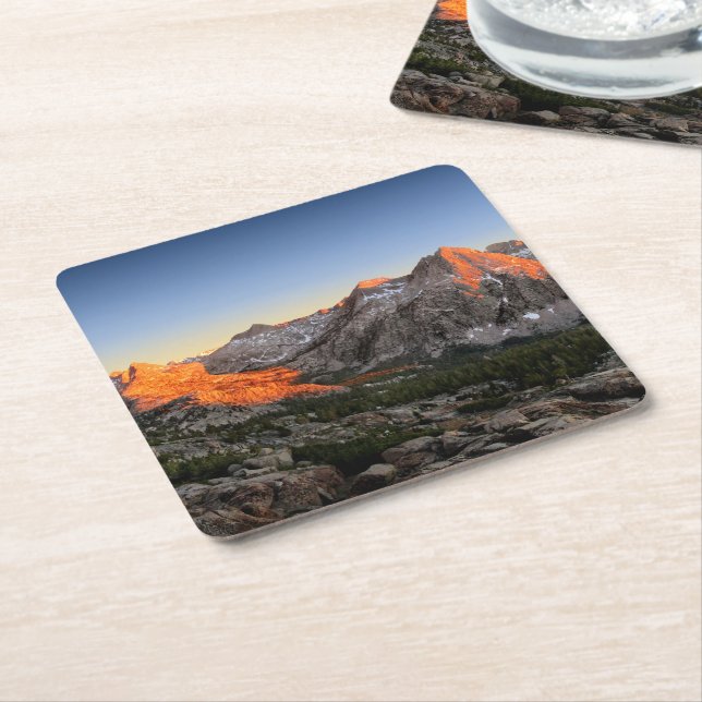 Evolution Lake / Valley Sunset - Sierra Square Paper Coaster (Angled)