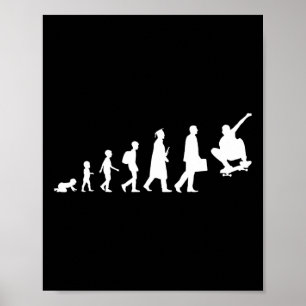 Evolution Of A Skateboarder Skater Skateboarding F Poster