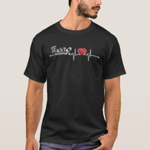 Evolution Of Bowling Player Bowler EKG Heartbeat F T-Shirt