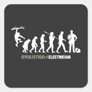 Evolution of Electrician Square Sticker