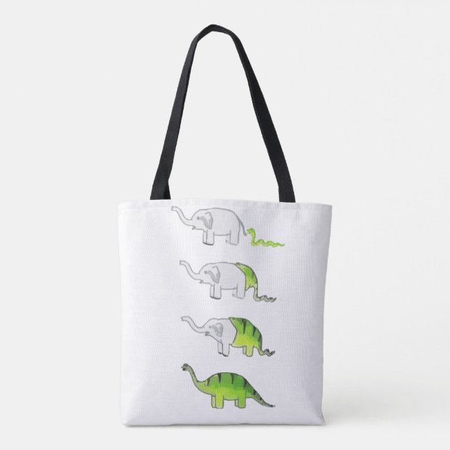 evolution of elephants to dinosaurs tote bag (Back)