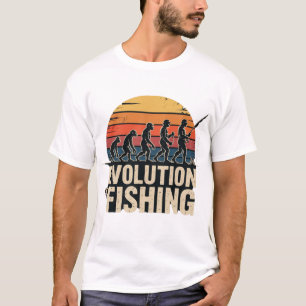 Evolution of Fishing - Retro Fisherman Sunset T-Sh T-Shirt