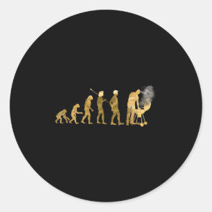 Evolution Of Grill Master Bbq Funny Grilling Famai Classic Round Sticker