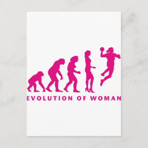 evolution of handball woman postcard