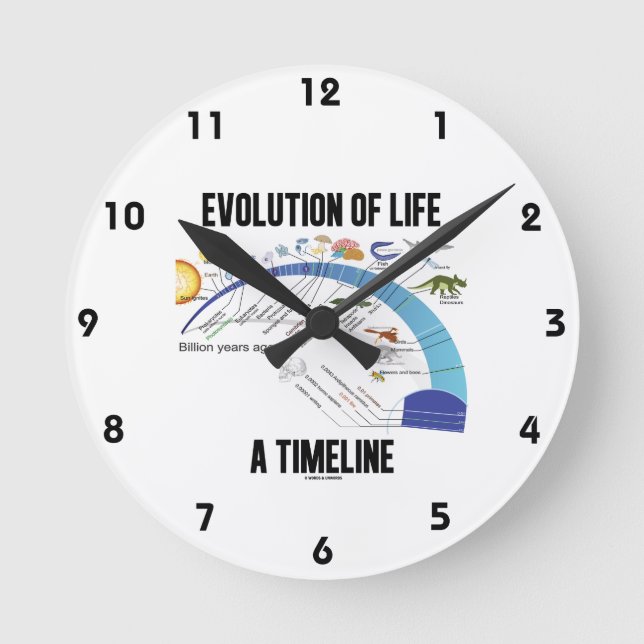 Evolution Of Life A Timeline (Biology) Round Clock (Front)