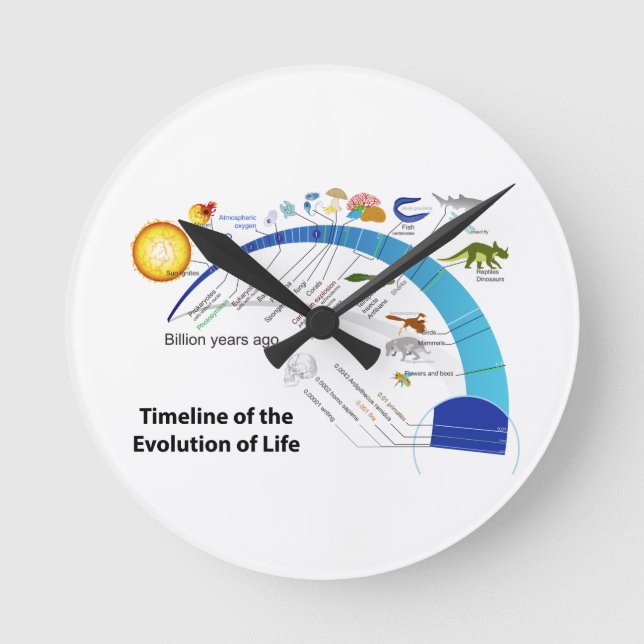Evolution of Life on Earth Timeline Diagram Round Clock (Front)