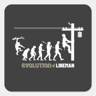 Evolution of Lineman Square Sticker
