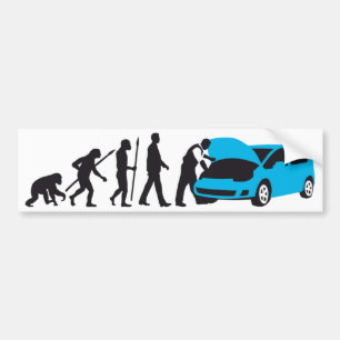 evolution of man car auto mechanic bumper sticker