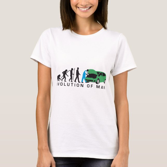 evolution of man car auto mechanic T-Shirt (Front)