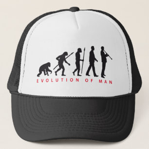 evolution of man clarinet player trucker hat