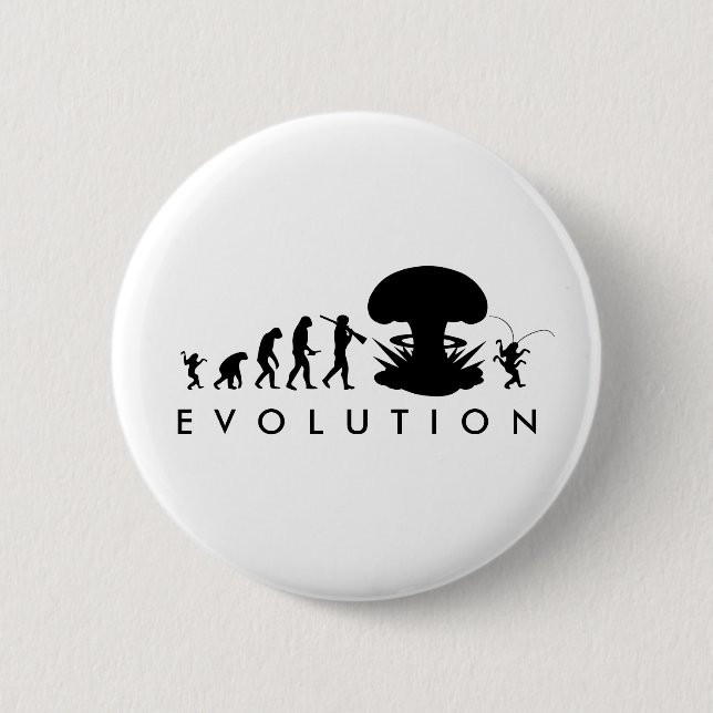 Evolution of Man & Cockroach Funny Evolution Chart 6 Cm Round Badge (Front)