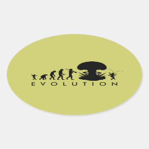 Evolution of Man & Cockroach Funny Evolution Chart Oval Sticker