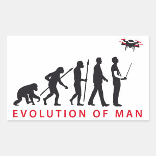 evolution of man controlling rectangular sticker