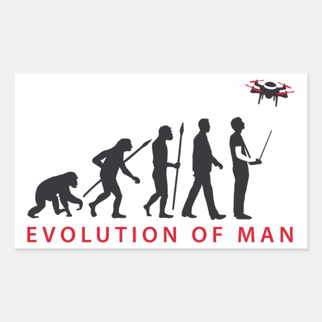 evolution of man controlling rectangular sticker (Front)