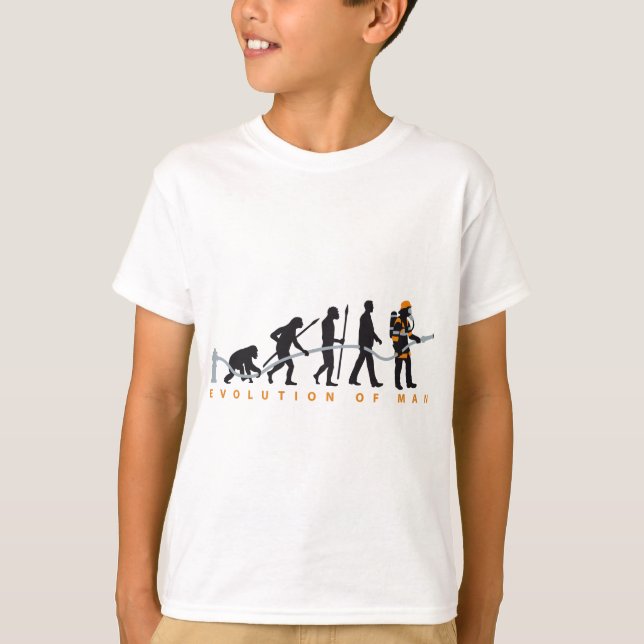 evolution of man fire fighter T-Shirt (Front)