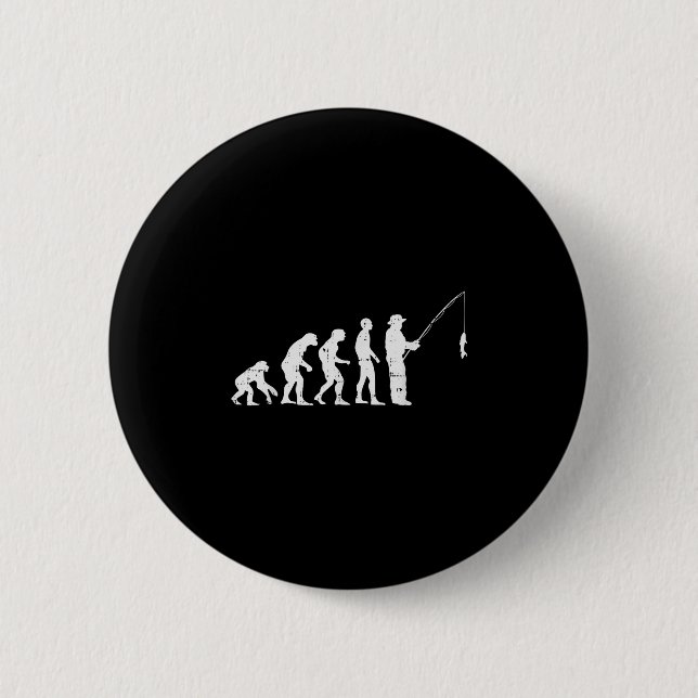 Evolution Of Man Fishing Funny Angling Fisherman A 6 Cm Round Badge (Front)