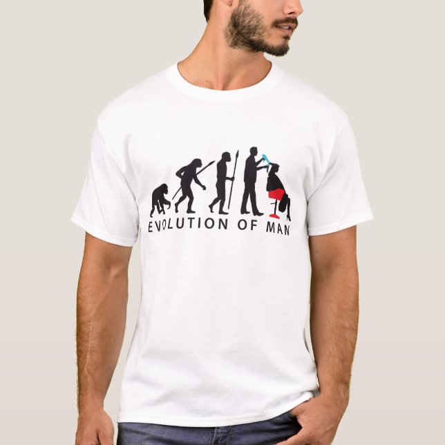 evolution of man hair stylist T-Shirt (Front)