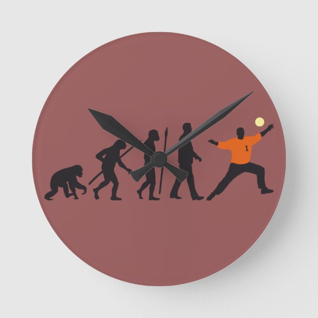 evolution of man handball goal keeper round clock (Front)