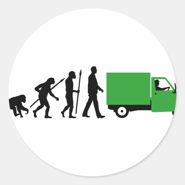 Evolution of man Piaggio Ape mini transport Classic Round Sticker (Front)
