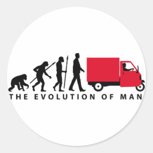 Evolution of man Piaggio Ape mini transport Classic Round Sticker