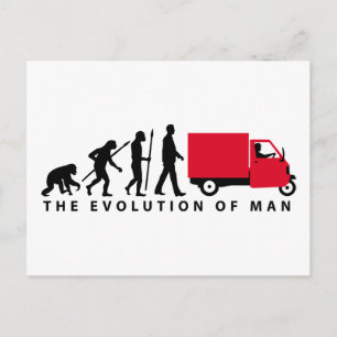 Evolution of man Piaggio Ape mini transporter Postcard