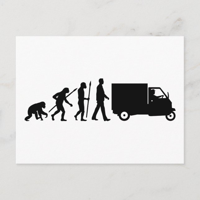 Evolution of man Piaggio Ape mini transporter Postcard (Front)