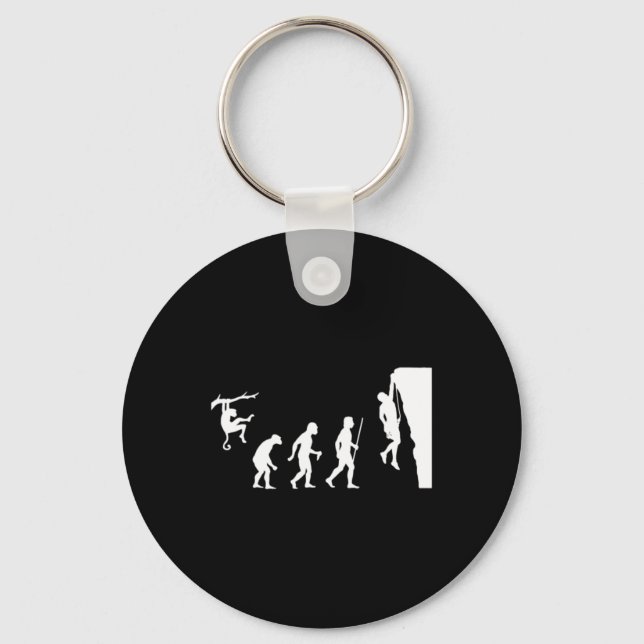 Evolution Of Man Rock Climbing  Key Ring (Front)