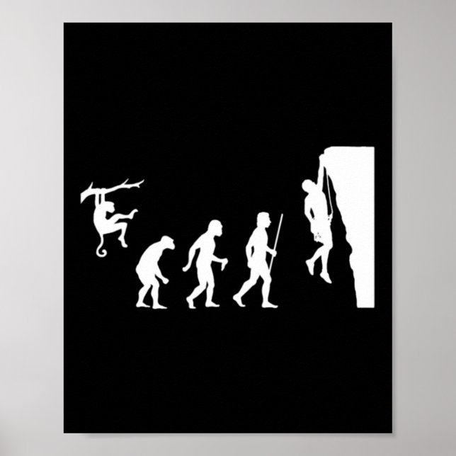 Evolution Of Man Rock Climbing  Poster (Front)