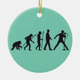 evolution of man rock metal singer ceramic ornament