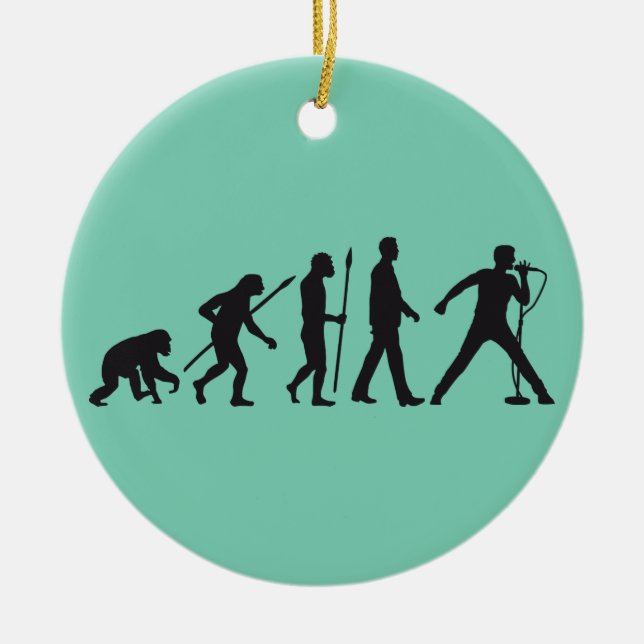 evolution of man rock metal singer ceramic ornament (Front)