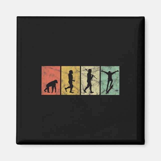 Evolution Of Man Skateboarder Funny Vintage Retro  Magnet (Front)