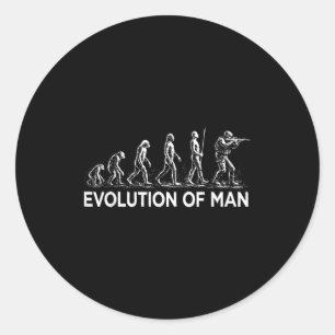 Evolution of man soldier military vintage graphic classic round sticker