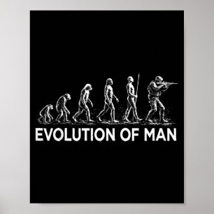 Evolution of man soldier military vintage graphic poster