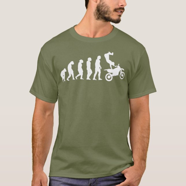 Evolution of man to Motocross Funny dirt bike T-Shirt (Front)