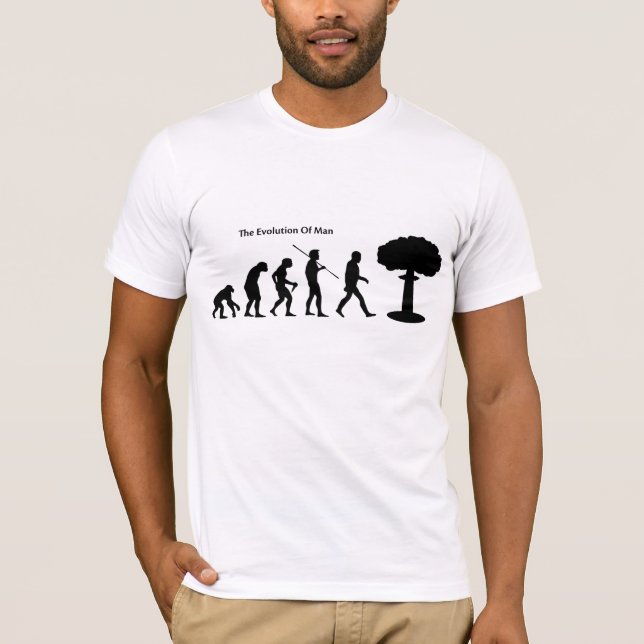 Evolution of Man (White) Sattrical T-Shirt (Front)
