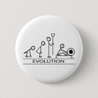 Evolution of man with rowing 6 cm round badge