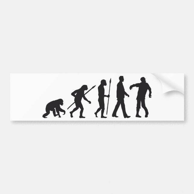 evolution of man zombie walking dead bumper sticker (Front)