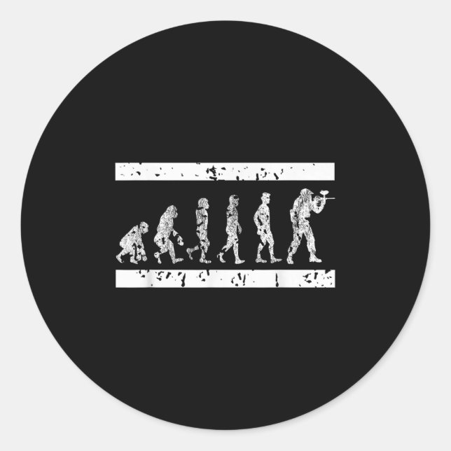 Evolution Of Paintball Player Humour Tactical Game Classic Round Sticker (Front)