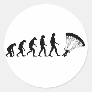 Evolution of Parachuting Classic Round Sticker