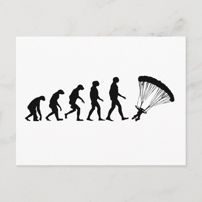 Evolution of Parachuting Postcard (Front)