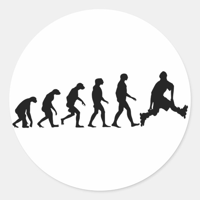 Evolution of Rollerblading Classic Round Sticker (Front)