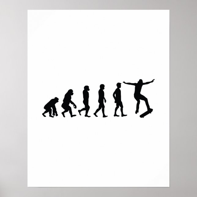 Evolution of Skateboarder Skateboarding Funny Gift Poster (Front)