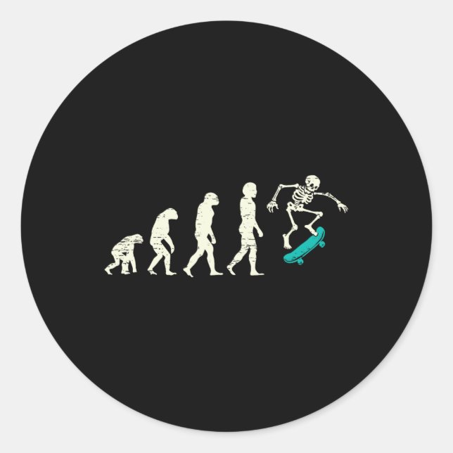 Evolution Of Skateboarding  Classic Round Sticker (Front)