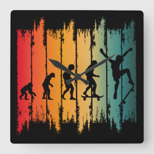 Evolution Of Skateboarding Skater Square Wall Clock