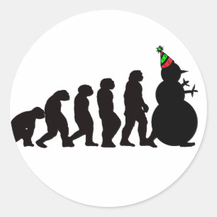 Evolution of Snowman, Fun Winter Apparel and Gifts Classic Round Sticker