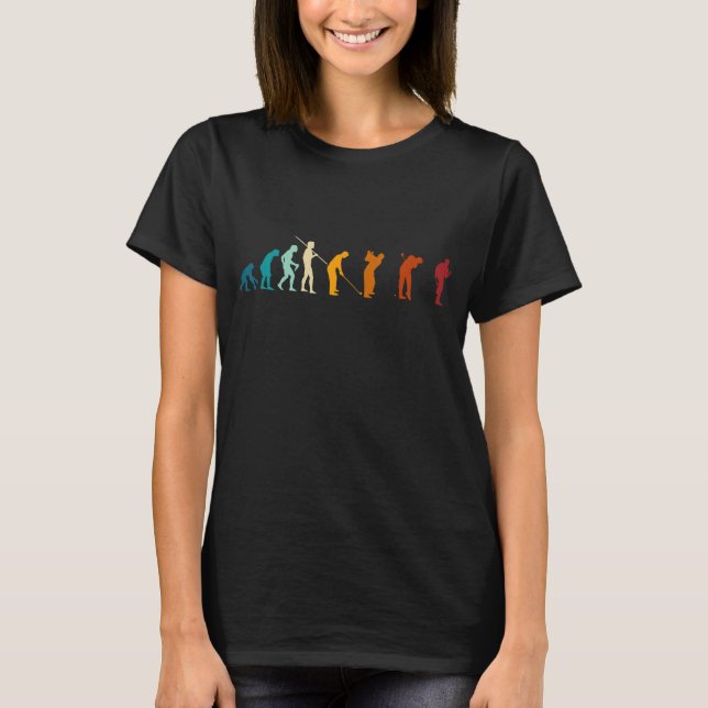 Evolution of the Golfing Man Funny Golf Ball Funny T-Shirt (Front)