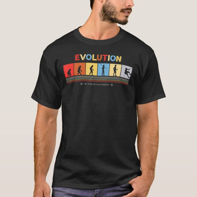 Evolution Of The Human Being Climber Retro 70s Cli T-Shirt (Front)
